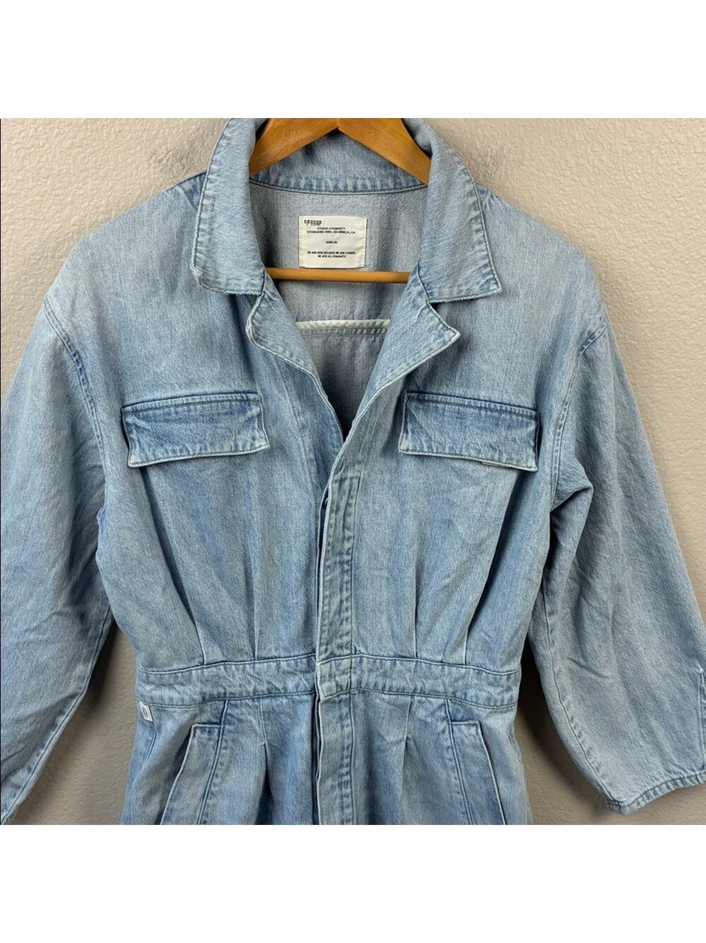 Citizens Of Humanity Gema Denim Jumpsuit Barrel Leg Cargo Long Sleeves Jeans 8 - Picture 6 of 12